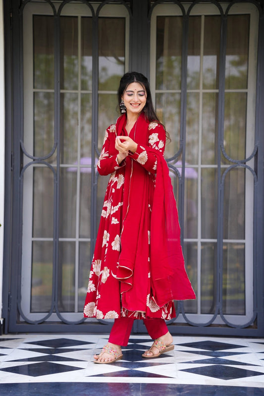 Flame Lily Red Suit Set