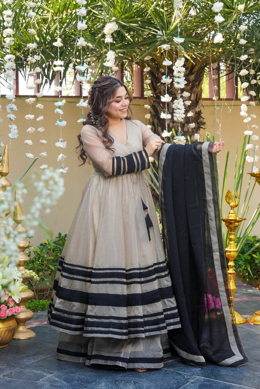 Blackthorn Organza Anarkali Suit Set