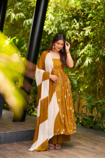 Hazel Mustard Rayon Suit Set