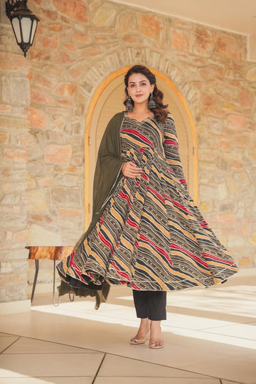 Black Designer Romi Rayon Suit Set with Dupatta