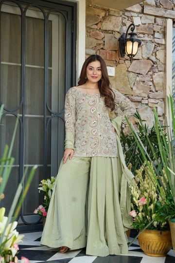 Shine Whisper Embellished Sharara Set