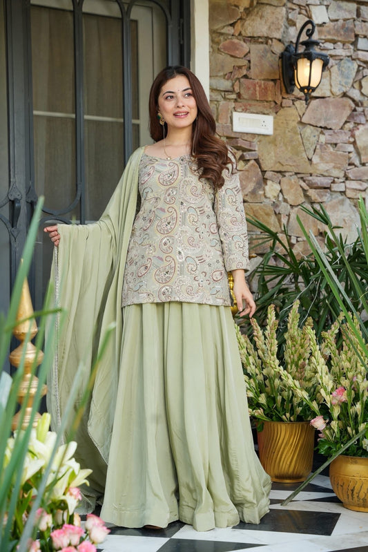 Shine Whisper Embellished Sharara Set