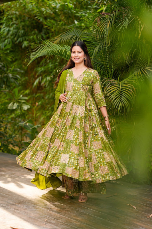 Siya Leaflet Rayon Suit Set