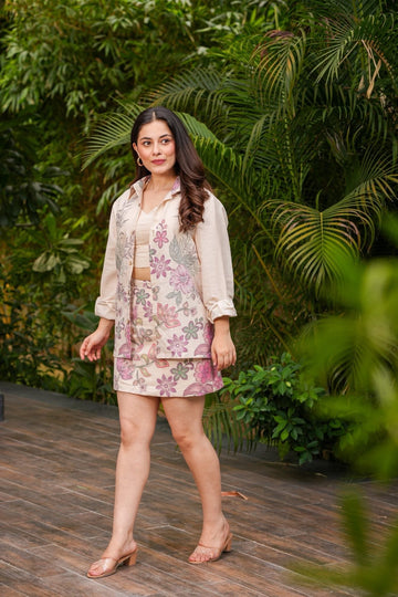 Nayeli Nude Flora Cord Set