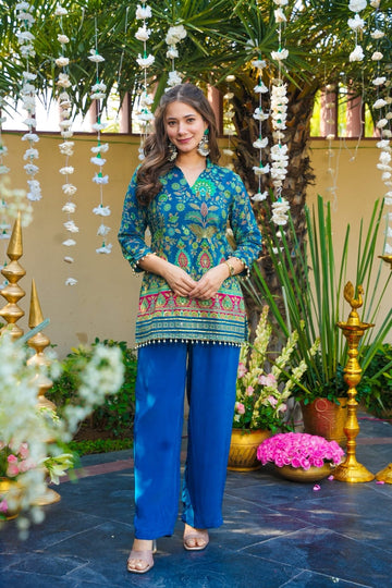 Bluezareen Heavy Embroidered Co-ord Set