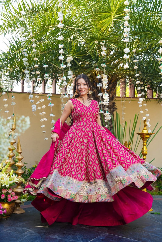 Tifli Pink Banarasi Silk Suit Set