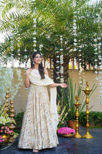 Purecot Rayon White Maxi Set