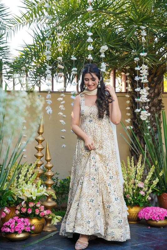 Purecot Rayon White Maxi Set