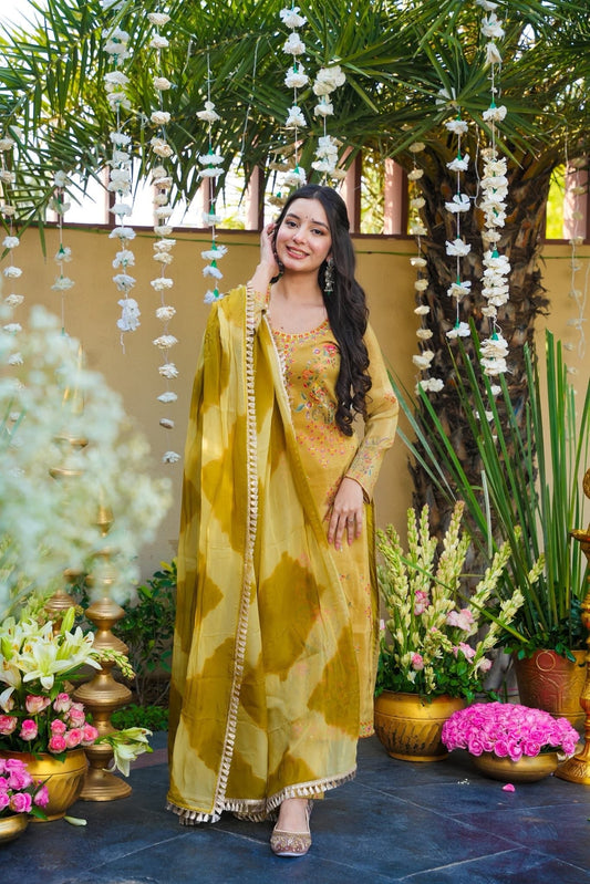 Hiranya Yellow Cosmos Wedding Kurta Set