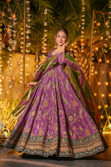 Mehroza Purple Embroidered Maxi Set