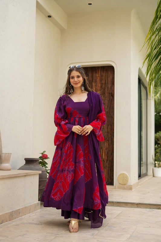 Vaibhavi purple organza suit set
