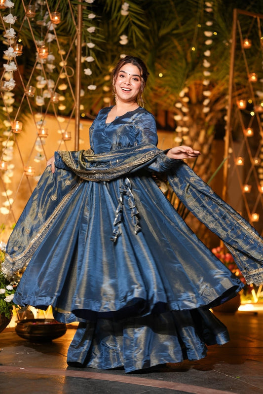 Starfall Blue Wedding Wear Anarkali Suit Set