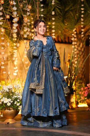 Starfall Blue Wedding Wear Anarkali Suit Set