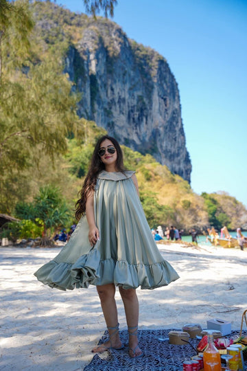 Sage green satin dress