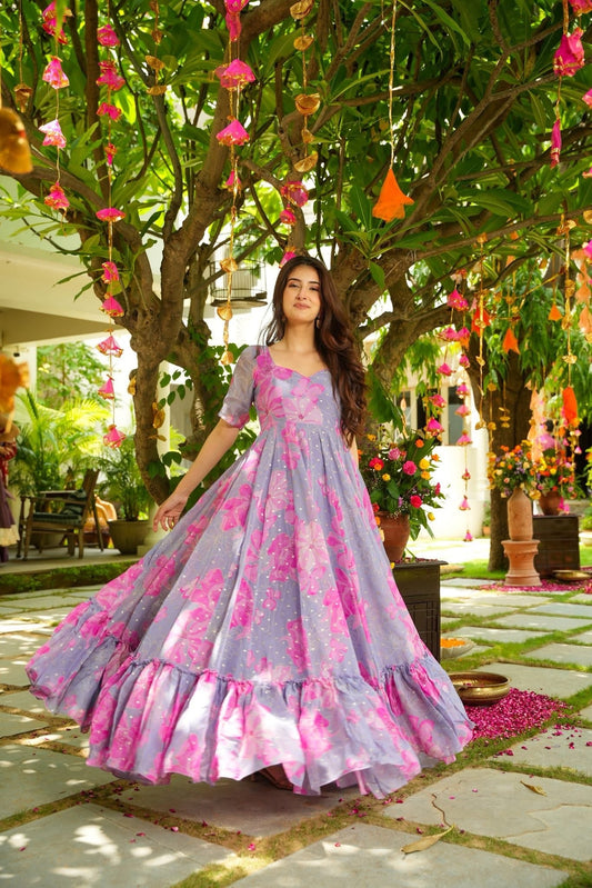 Lavina Floral Organza Maxi Dress