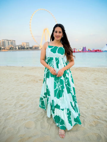 Posh delight green cotton maxi
