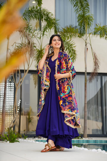 Zoey blue crepe suit set