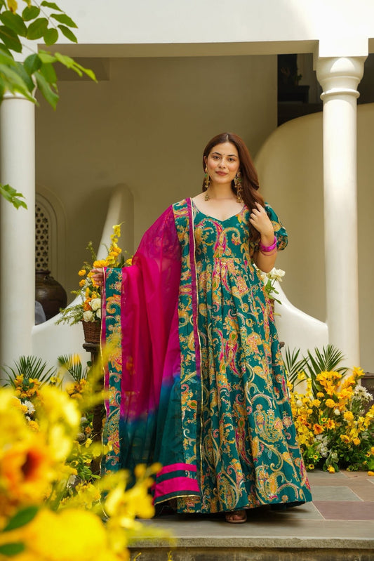 Qamrina Multicolored Embroidered Heavy Maxi Set