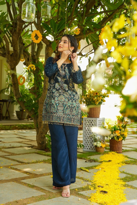 Siddhika Blue Wedding Wear Co-Ord Set