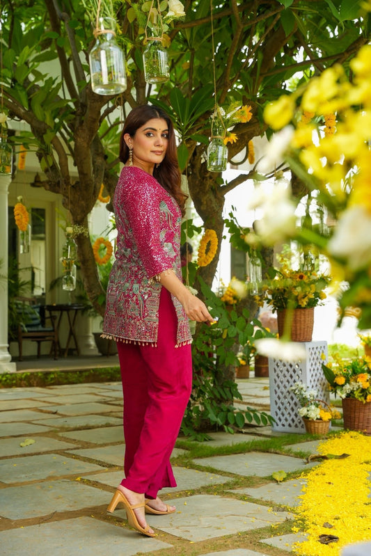 Zlitzara Magenta Wedding Wear Co-Ord Set