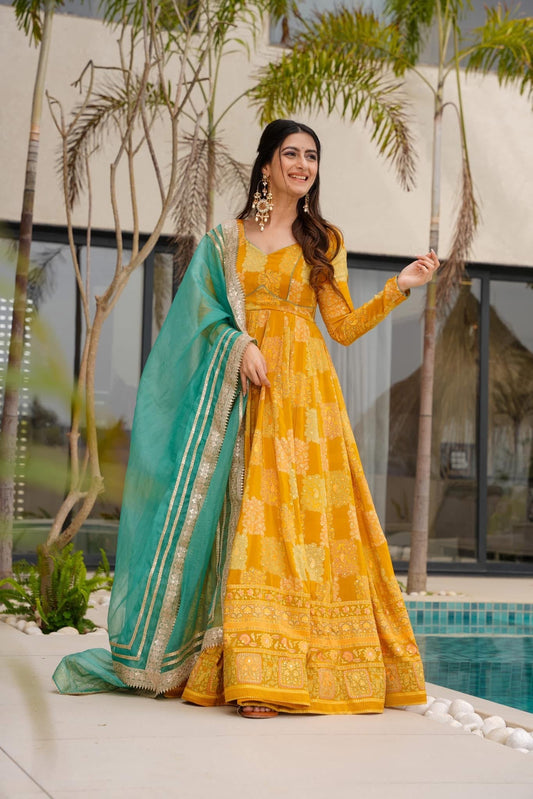 Amber Spark Yellow Maxi Suit Set