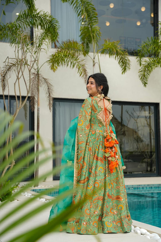 Pakeezah Green Maxi Set