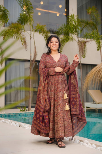 Heritage Brown Cotton Suit Set