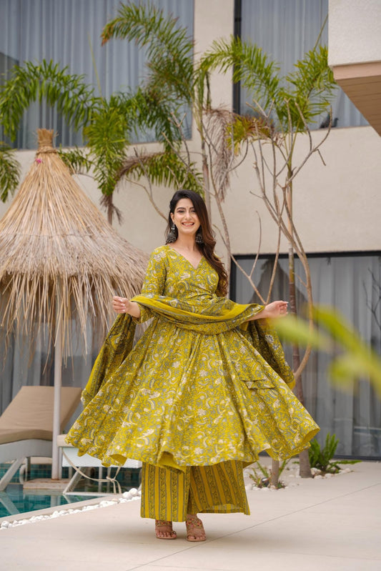 Mahira Mustard Cotton Suit Set