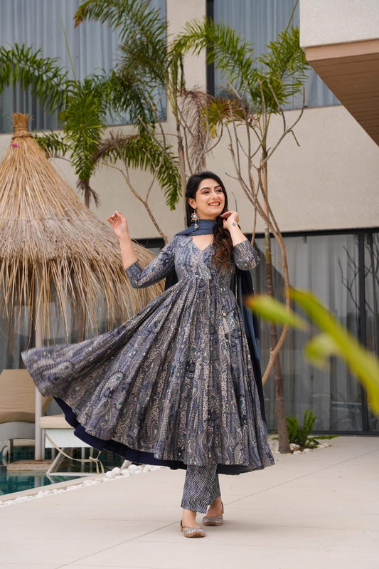 Mystic Waves Muslin Suit Set