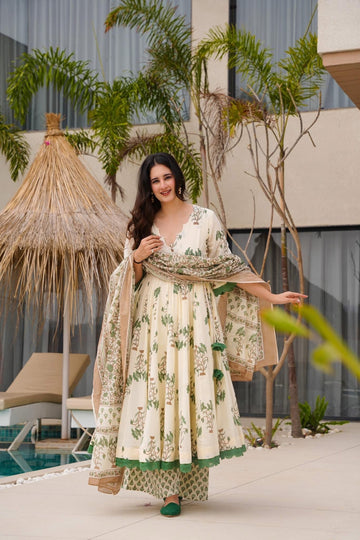 Samaira Ivory Cotton Suit Set