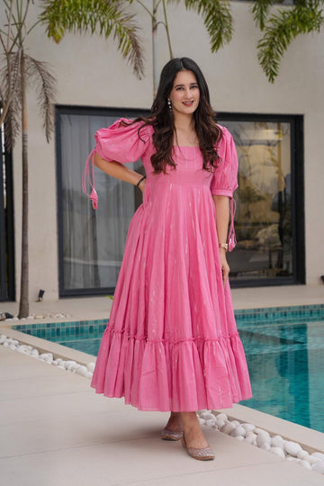 Petal Grace Pink Cotton Dress