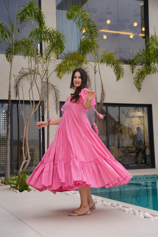 Petal Grace Pink Cotton Dress