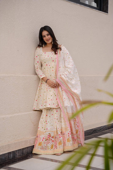 Advika Ivory Cotton Suit Set