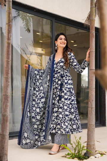Utsav Indigo Cotton Suit Set