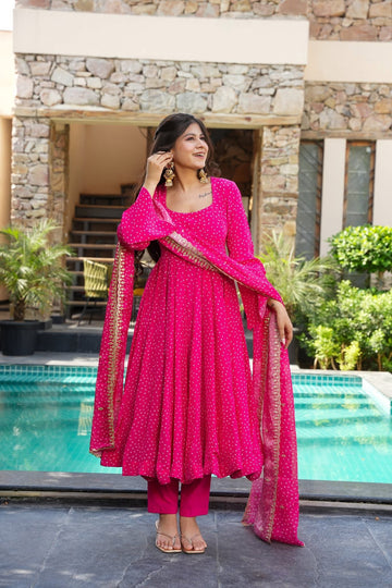 Fuchsia Crepe Suit Set